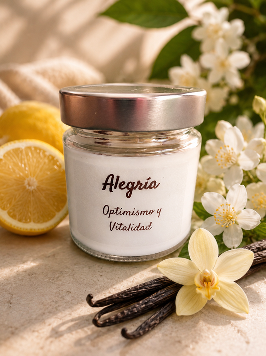 Vela de soja Alegría de Cuida de Ti, aroma de limón y jazmín, 180 g