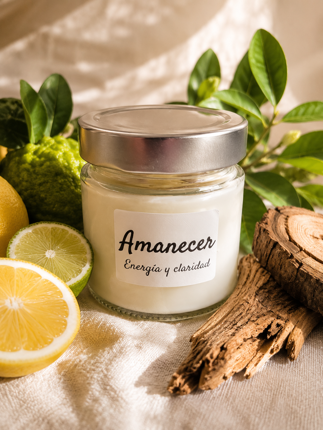 Vela de soja Amanecer de Cuida de Ti, aroma de bergamota y limón, 180 g
