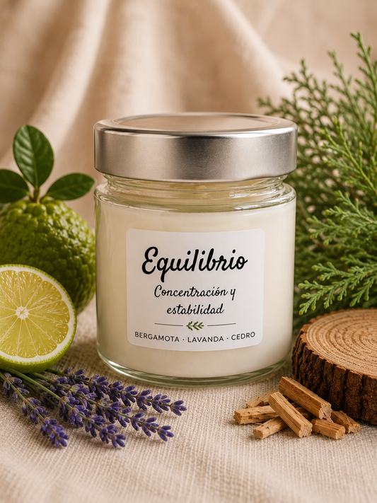 Vela de soja Equilibrio de Cuida de Ti, aroma de bergamota y lavanda, 180 g